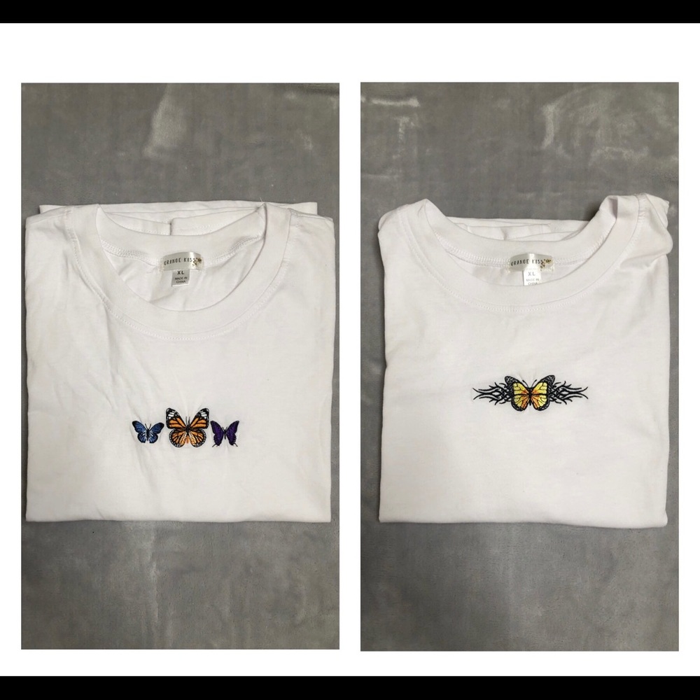 2 Urbanplanet Orangekiss tee with butterfly design